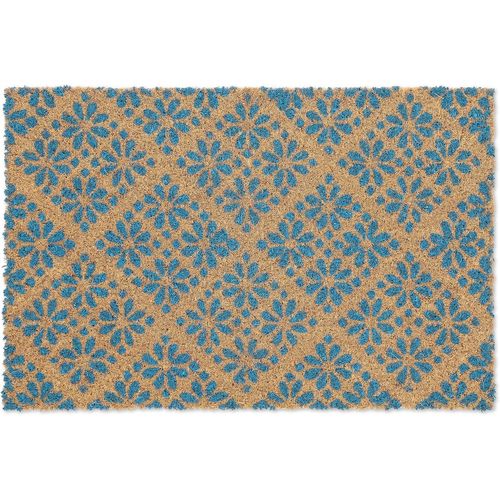 Shiba-Paillasson Coco, Design Floral, Tapis De Porte Extérieur Et Intérieur, Caoutchouté, 60x40 Cm, Bleu/Nature[754]