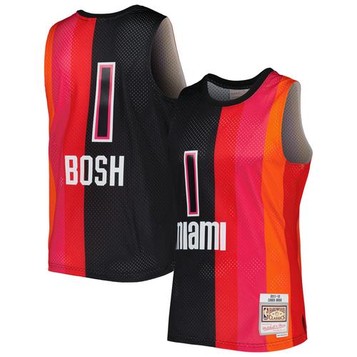 Maillot Swingman Divisé Mitchell & Ness Chris Bosh Pour Hommes, Noir/Rouge, Miami Heat Hardwood Classics 2011/12