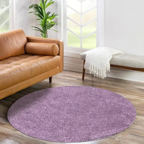 Ershi-Shaggy Tapis À Poils Longs - Rond - 80 Cm - Violet - Tapis De Salon - Couleur Unie Moderne - Moelleux Et Moelleux - Décorati[1