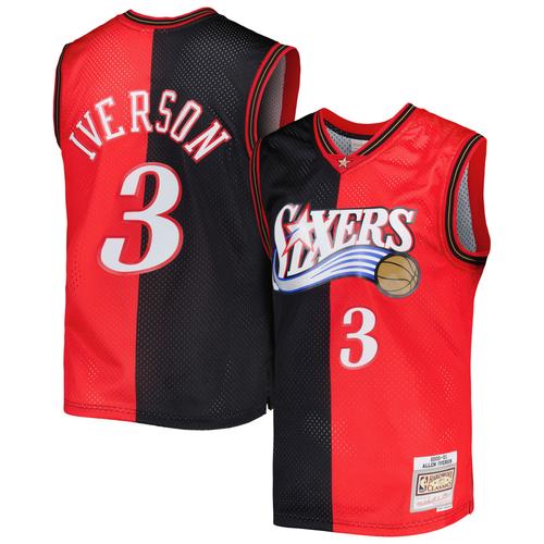 Maillot Swingman Divisé Mitchell & Ness Allen Iverson Pour Hommes, Noir/Rouge, Philadelphia 76ers Hardwood Classics 2000/01