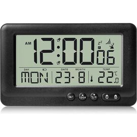 ERSHI-Réveil numérique radio-piloté avec lumière : réveil de voyage, horloge radio-pilotée automatique, réveil numérique avec deux[5