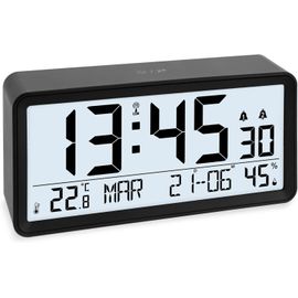 ERSHI-Reveil Matin radiopiloté avec Grand Chiffres | Horloge numerique avec Calendrier | réveil numérique avec temérature et humid[4