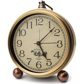ERSHI-Attoe - Horloge de table dorée - 14,7 cm - Classique - Rétro - Style européen - Vintage - Réveil silencieux - Mouvement à qu[6