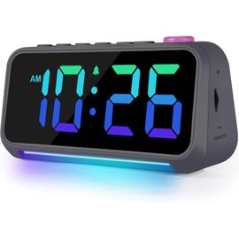 ERSHI-Reveil Numerique,6"" Horloge Numérique, Reveil Ado Enfant avec affichage LED à plusieurs polices/intensité variable/5 volumes[7