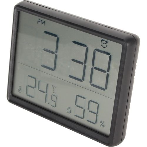 ERSHI-Horloge Numérique, Réveil de Voyage Affichage de Temperature et Humidité Horloge avec Support Magnétique pour Bureau(Noir 7.[8