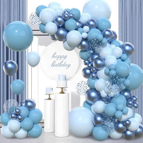 ERSHI-Kit Arche De Ballon Bleu,Arche Ballons Anniversaire Bleu,Ballons De Différentes Tailles 18 12 10 5 Pouces,Ballon Confettis,K[3