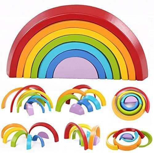Jouet En Bois Arc En Ciel - King Do Way - 7 Pièces - Jouet Éducatif Pour Enfants Garçons Filles.
