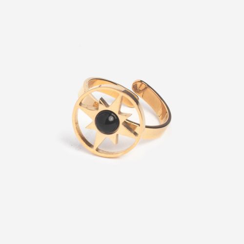Bague Soleil Ronde - Noir