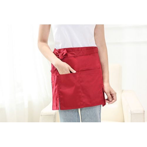 Tablier De Chef Imperméable (Rouge), Demi - Tablier De Cuisine Avec 2 Poches, Tablier Court Pour Les Serveurs Masculins Et Féminins, Bistro, Restaurant, Café À La Maison