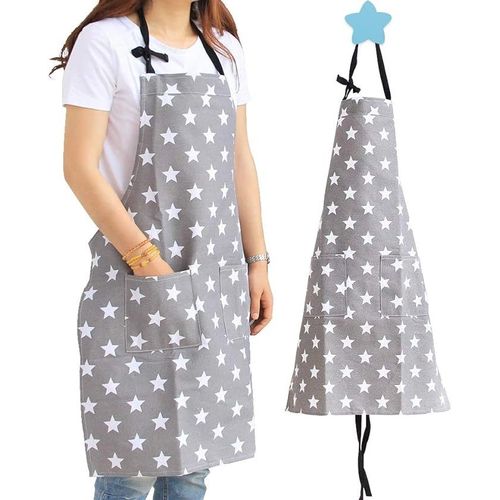 Tabliers De Cuisine Pour Femmes (Étoiles Grises), Toile De Coton, Adultes, Filles, Tabliers De Cuisine Pour Femmes, Maison Avec Poches, Cuisine, Jardin, Tabliers De Salle À Manger
