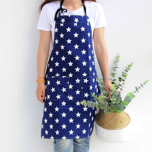 Tabliers De Cuisine Pour Femmes (Étoiles Bleu Foncé), Toile De Coton, Adultes, Filles, Tabliers De Cuisine Pour Femmes, Maison Avec Poches, Cuisine, Jardin, Tabliers De Salle À Manger
