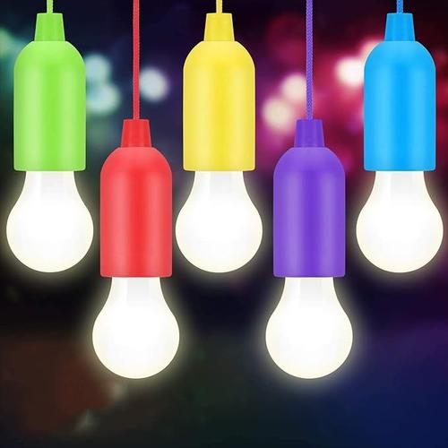 Lot De 5 Lampes À Cordon De Serrage À Led Portables, Ampoules À Piles Led Pour La Randonnée, La Pêche, Le Bureau, Le Camping, Le Jardin, La Terrasse Et L'éclairage Intérieur De Tente Extérieure