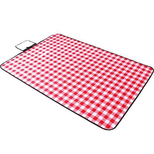 Couverture De Pique-Nique À Carreaux Rouge Et Blanc 150 * 150cm - - Résistant À L'humidité - Tapis D'extérieur Pour Camping, Extérieur, Parc, Randonnée, Plage - Avec Poignée