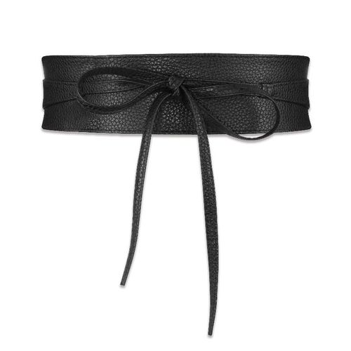 Ceinture Femme Noeud Noeud Longueur 265cm (Noir), Ceinture Large, Faux Cuir Pu, Haute Qualité