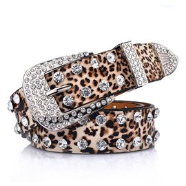 Ceinture Incrustée De Strass (Imprimé Léopard 110cm), Ceinture Femme Full Diamond Ceinture Large