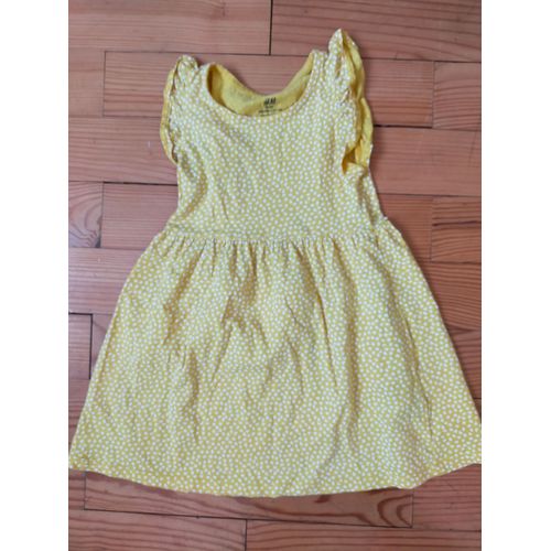 Robe D’Été Jaune À Petits C?urs Blancs 4 Ans Tbe