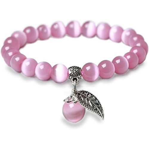 Pierre Naturelle Bracelet Pour Femme, Perles En 8mm Bracelet À Breloques En Cristal Rose Élastique Bracelet Pierres Précieuses Bijoux
