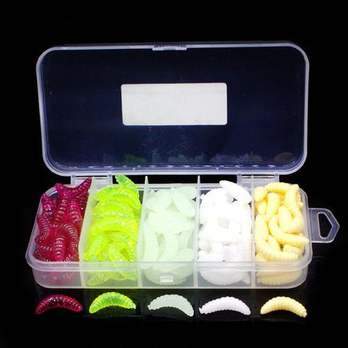 Soft Artificial Worm Bait Box Fishing Set Silicone Soft Plastic Lures Bionic Plastic Fishing Lures Green Lure