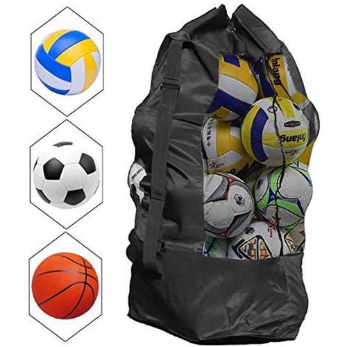 Sac De Football De Grande Capacité - Sac De Transport Pour 10-15 Ballons - Noir, Sac À Bandoulière Pour Basket-Ball, Football, Volley-Ball, Stockage D'équipement Sportif De Plage