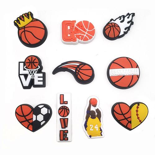 10 Piece Basketball Collection Shoe Charm, Charm For Sandals, Charm For Clogs Sandals, Christmas Or Birthday Gifts For Girls And Boys