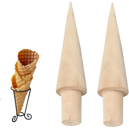 Set De 2 Moules À Cônes En Bois (Marron), Cônes De Gaufre Faits Maison, Rouleau À Gaufre, Convient Pour Faire Vos Propres Cônes De Gaufre Et De Crème Glacée