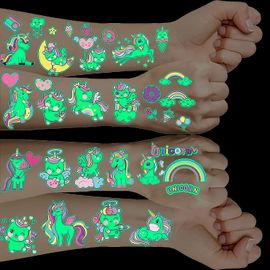 10 pièces tatouage licorne fille, tatouage phosphorescent, petit cadeau d'anniversaire Pinata jouets