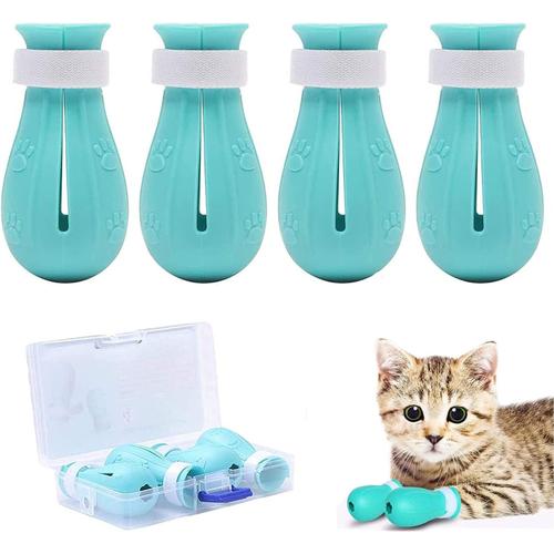 Cat Wash Anti-Scratch Cat Foot Boots (Blue), Protection Ajustable Des Pattes De Chat Pour La Maison, La Salle De Bain, Le Toilettage, Le Contrôle De La Thérapie