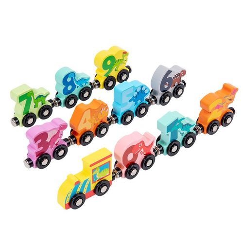 Train Dinosaure D'apprentissage Précoce, Éducation Précoce Des Enfants En Bois, Dinosaure Numérique Magnétique Traînant Petit Train, Exercice De Coordination Main-¿Il Bénéfice Des Jouets Intellectuels