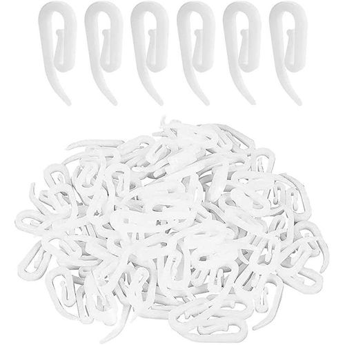 Lot De 100 Crochets À Rideaux En Plastique, Crochets À Rideaux En Plastique - Rails À Rideaux, Crochets Pour Douche/Fenêtre/Rail