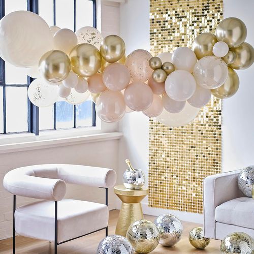 ERSHI-Arche dorée et neutre avec 60 ballons en latex confettis pour décoration de fête d'anniversaire, taille M[9550]