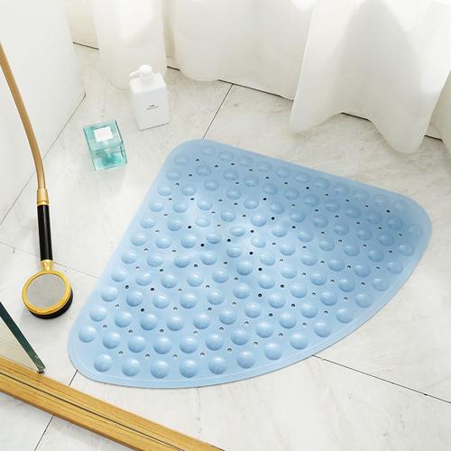 54x54cm tapis de douche/bain incurvé (bleu), antidérapant, résistant à la moisissure, lavable en machine, adapté aux bacs de douche à l'italienne, idéal pour les enfants et les personnes âgées