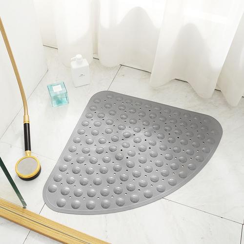 54x54cm tapis de douche/bain incurvé (gris), antidérapant, résistant à la moisissure, lavable en machine, adapté aux bacs de douche à l'italienne, idéal pour les enfants et les personnes âgées