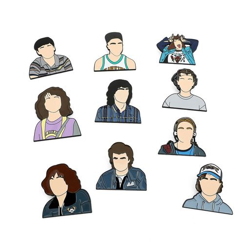 10 Piece Metal Backpack Brooch (Stranger Things4) Femme Broche Junior Cute Hat Brooch Clothes Set Bag