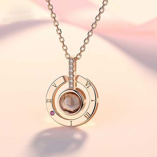 100 Langues Collier En Chaîne Rose Avec Pendentif En Zirconium Pour Femmes, Cadeau De Saint-Valentin Pour Filles