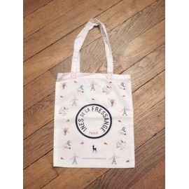 Sac en Tissu Blanc à Motifs Bleu Marine et Rouge- Ines De La Fressange- Neuf