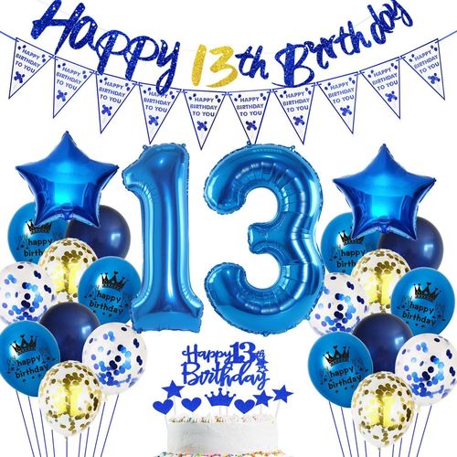 ERSHI-Bleu 13 ans anniversaire Décoration garçon, Bleu 13 ans Ballons garçon, Ballon 13 ans anniversaire Décoration fête, Garçon D[8