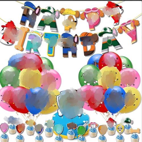 ERSHI-Ballons D'Anniversaire de chien,37 décoration d'anniversaire de chien d'anime, décoration d'anniversaire d'enfant,bannière d[6