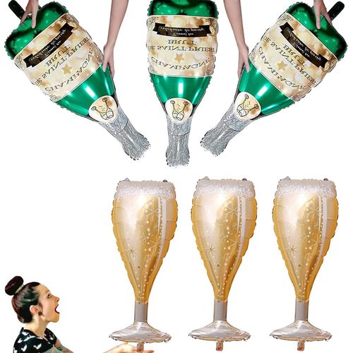 ERSHI-Champagne Gonflable 6 Pcs Ballon Bouteille Champagne Champagne Ballons En Aluminium En Forme De Bouteille De Champagne Pour [6
