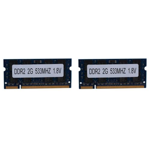 2X M¿¿moire pour Ordinateur Portable DDR2 2 Go Ram 533 Mhz PC2 4200 SODIMM 1,8 V 200 Broches pour M¿¿moire pour Ordinateur Portable AMD