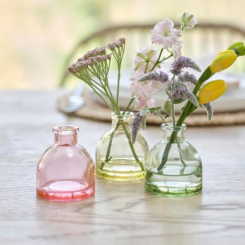 ERSHI-Lot de 3 vases de Pâques en Verre coloré pour Fleurs, décorations Roses, Jaunes et Vertes[7257]