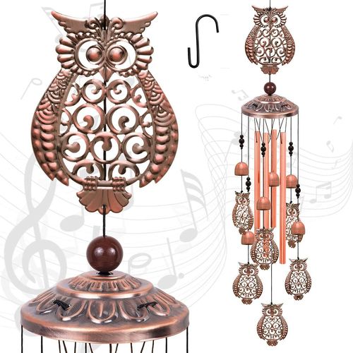 (Hibou) Carillon de jardin extérieur, carillon de vent décoratif en forme de hibou, convient pour Noël, maman, balcon, festival, jardin.