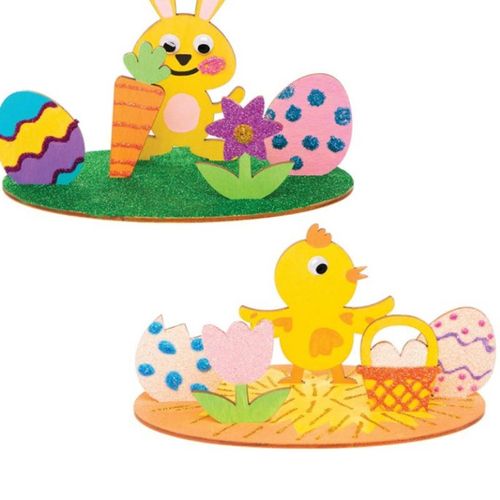 Lot De 2 - Peinture Lapin Et Poussin En Bois, Kit De Décoration Lapin De Pâques, Kit De Bricolage En Bois Pour Enfants Avec Outils De Peinture, Fournitures De Bricolage Pour Pâques