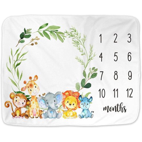 1 Pièce - 75*100cm Couverture Française Pour Bébé|Couverture Unisexe Pour Bébé|Thème Safari|Cadeau Personnalisé Pour Les Jeunes Mamans|Support Photo Doux Et Douillet Pour Bébé