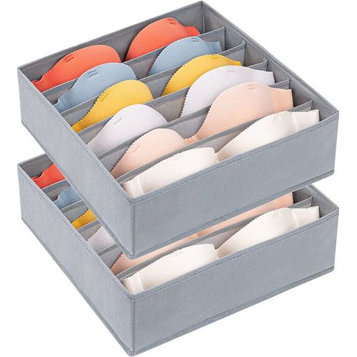 Gris - Organisateur De Tiroirs, Ensemble De 2 Boîtes De Rangement Pliables Pour Lingerie À 6 Compartiments, Sacs De Rangement Pour Soutien-Gorge Non Tissés, Rangement De Tiroirs À La Maison
