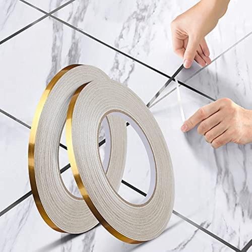 (2*(0.5cm*50m), or) Ruban décoratif autocollant pour carrelage, ruban étanche pour sols, murs, plafonds, fenêtres et portes, décoration intérieure