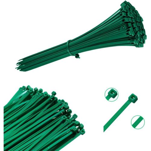 Vert - 10 cm 100 pcs, serre-câbles universels en plastique - serre-câbles autobloquants standard pour les filets d'installation, les bâches et le contrôle des câbles