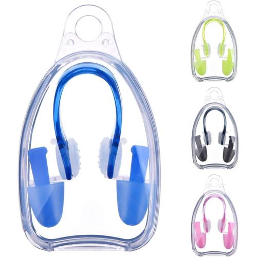 Set De 4 Pince-Nez Et Bouchons D'oreille De Natation Pour Adultes Et Enfants, 4 Couleurs