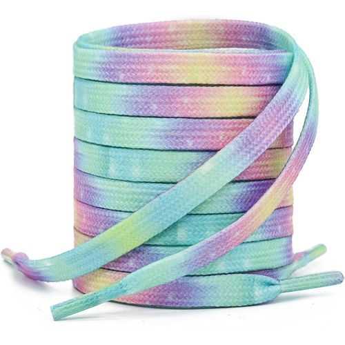 120cm, Lacets Plats Tie-Dye [2 Paires] 8mm Lacets Colorés De Haute Qualité Pour Chaussures De Sport, Chaussures De Ville.