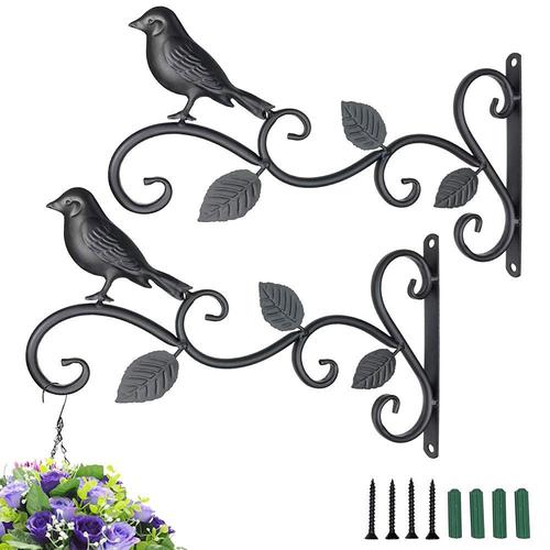 Noir, 30*18.5cm-2 crochets de suspension de plantes pour balcon avec vis, pour jardinières d'intérieur et d'extérieur, éclairage de jardin.