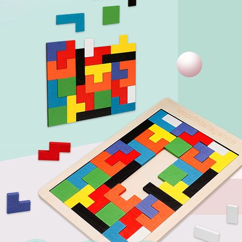 1 Pièces Tetris Puzzles Montessori Puzzles Géométriques, Blocs De Jeux Cérébraux, Jouets Éducatifs Pour Les 3-8 Ans